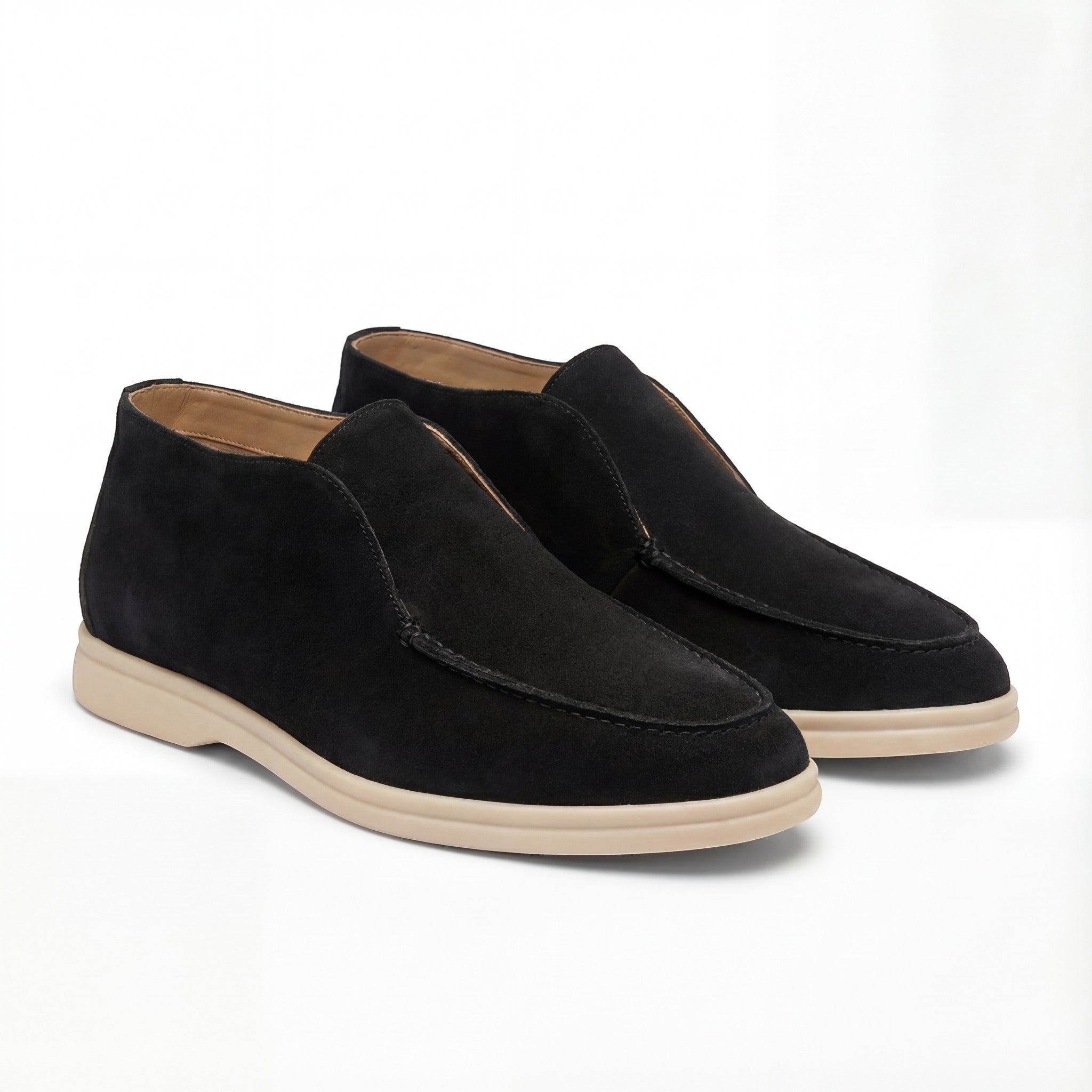 Mocassini slip-on uomo in camoscio alla cavigliat