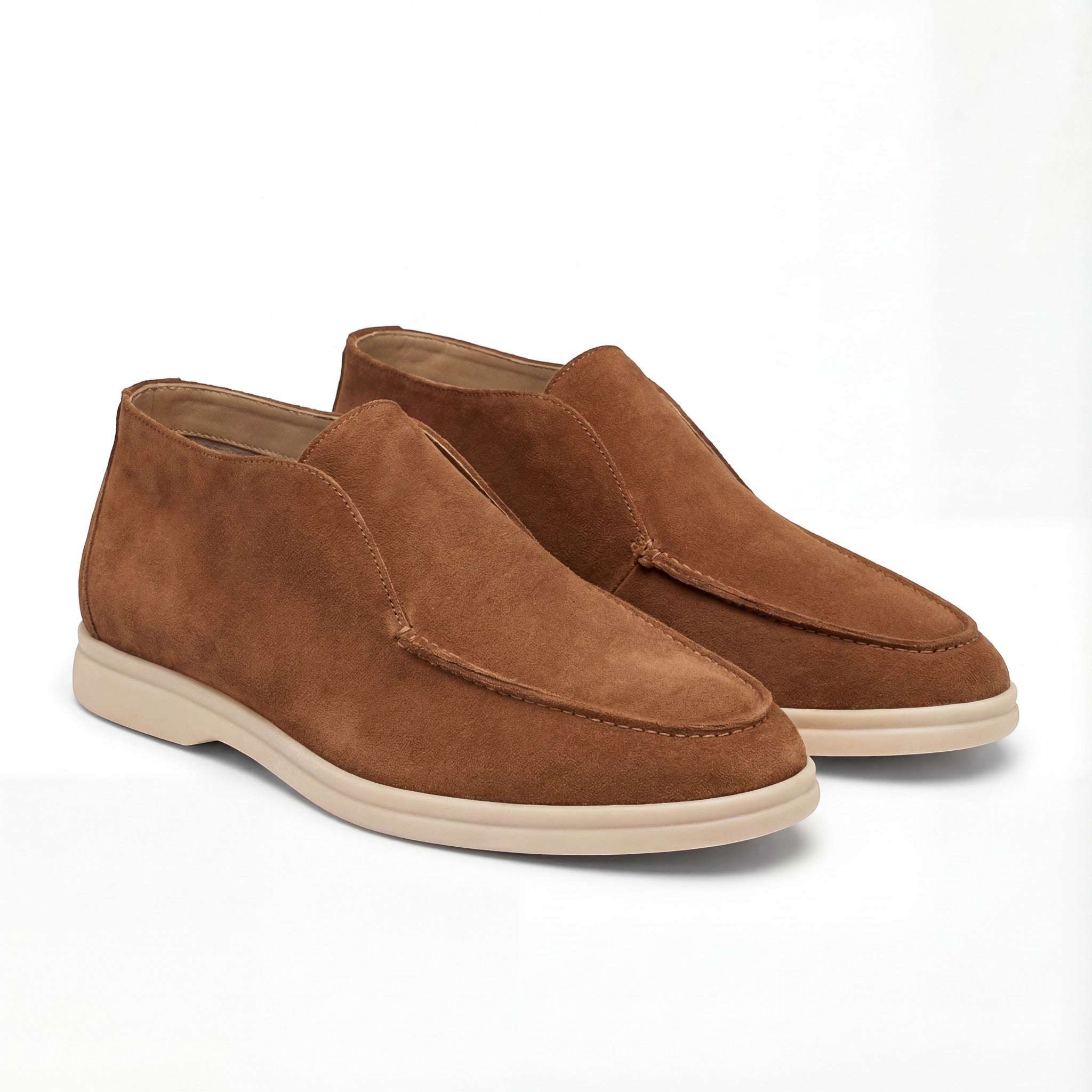 Mocassini slip-on uomo in camoscio alla cavigliat