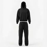Tuta Casual Uomo con Felpa con Cappuccio e Pantaloni a Gamba Larga