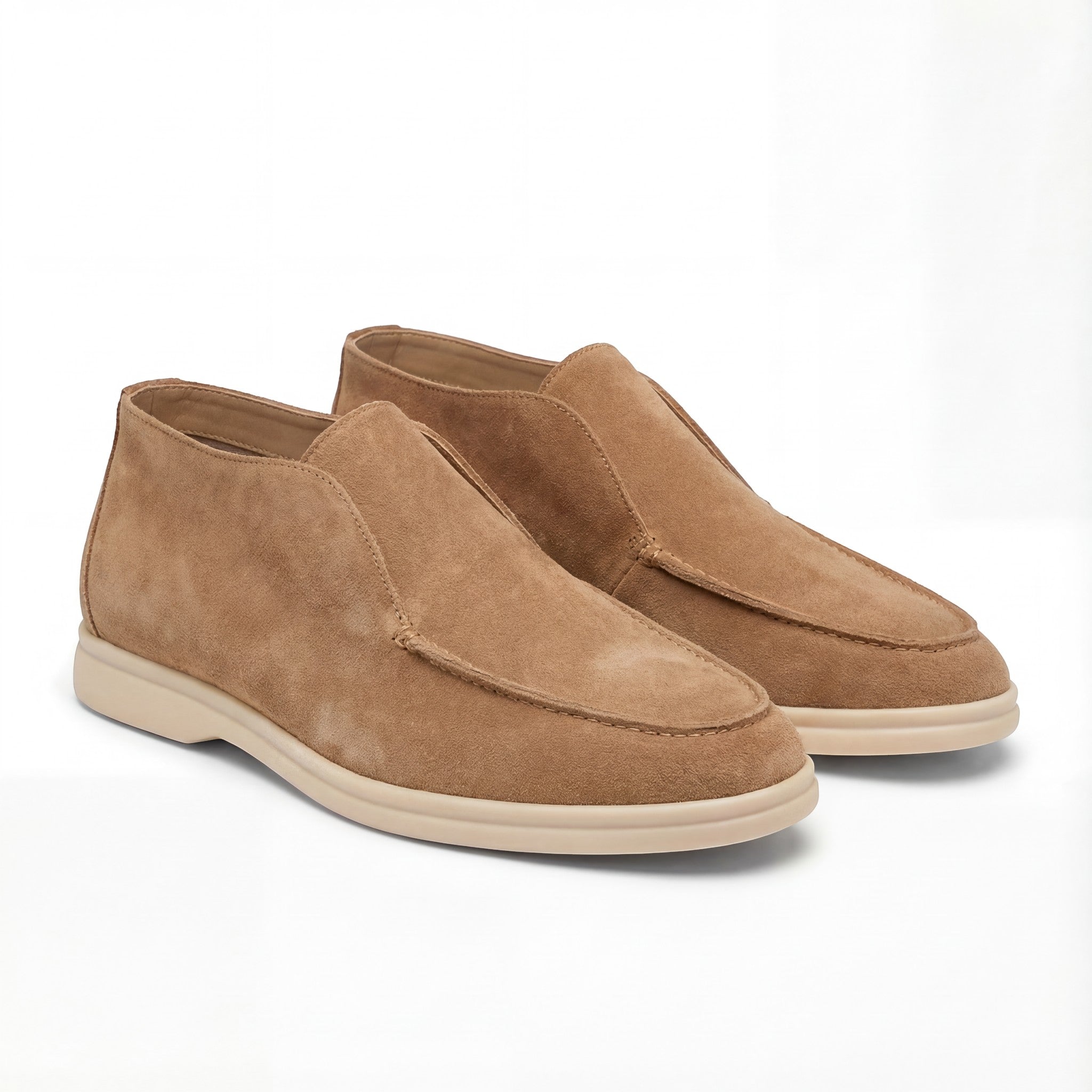 Mocassini slip-on uomo in camoscio alla cavigliat