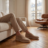 Mocassini slip-on uomo in camoscio alla cavigliat