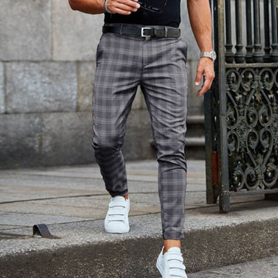 Pablo | Calças de homem slim fit aos quadrados
