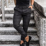Pablo | Calças de homem slim fit aos quadrados