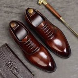 Scarpe Oxford uomo stringate effetto pelle