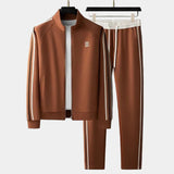 Completo Sportivo Uomo con Giacca Zip e Pantaloni a Righe