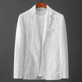 Blazer de Homem em Linho com Botões e Bolsos
